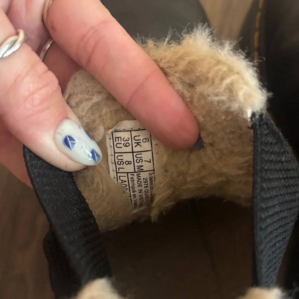 Dr. Martens Black Leather Boots with Fur Trim - Picture 6 of 7